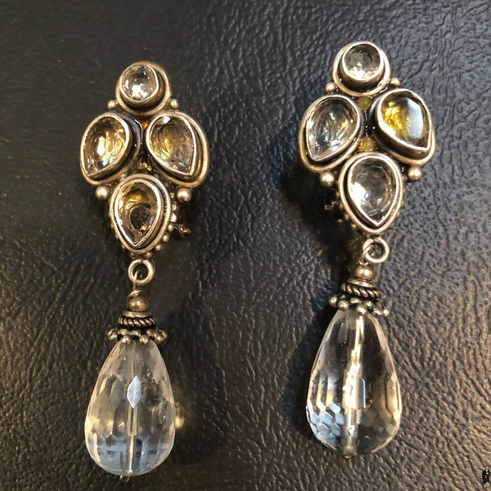 Sterling silver and crystal with semi-precious stones.